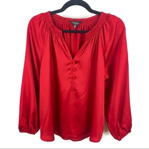 Lucky Brand | Silk Popover Blouse Rich Red